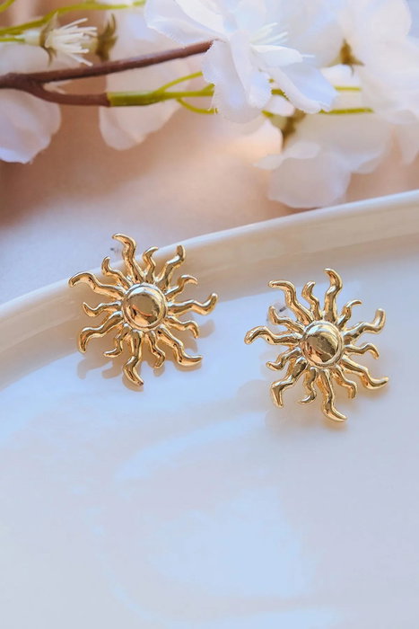Heliophilia Silver Pendientes de Latón Dorados con Circonio